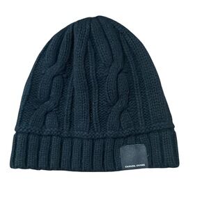 Canada Goose Wool Beanie Cable Toque Knit Black Hat Ski One Size